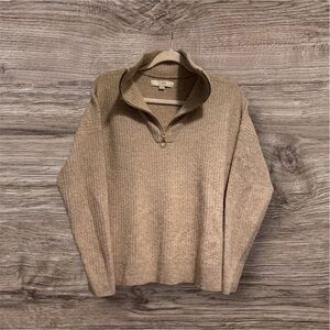 LOFT Men's Beige Zip-Up Sweater